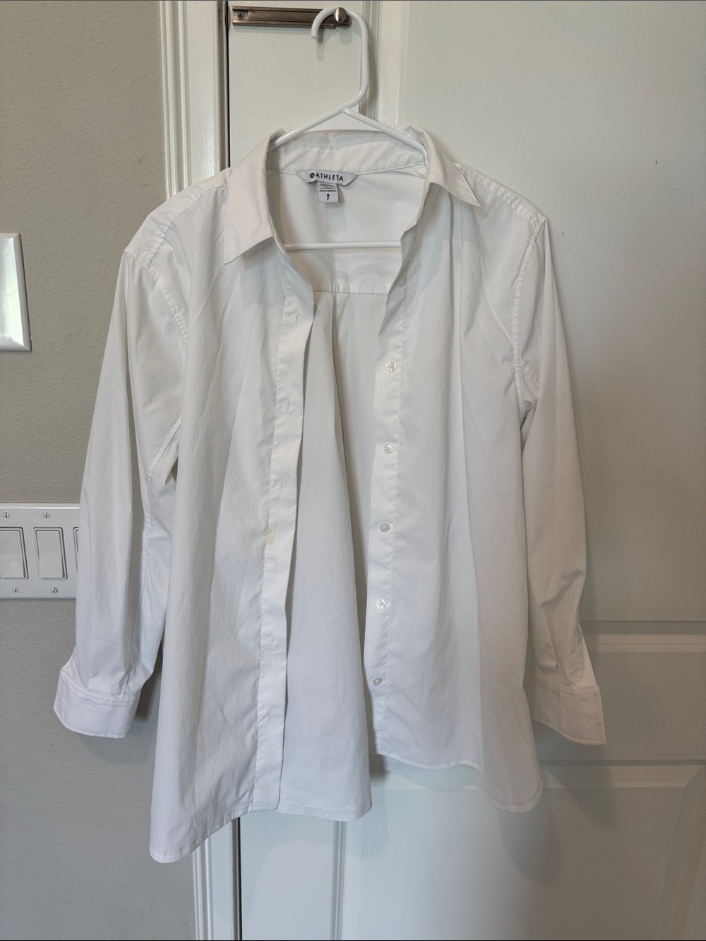 Athleta White Collared Button-Front Shirt